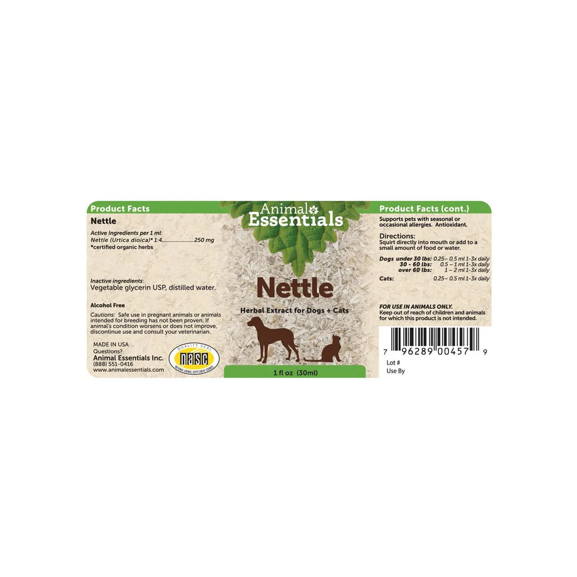 Animal Essentials Nettle Herbal Extract Liquid for Dogs & Cats