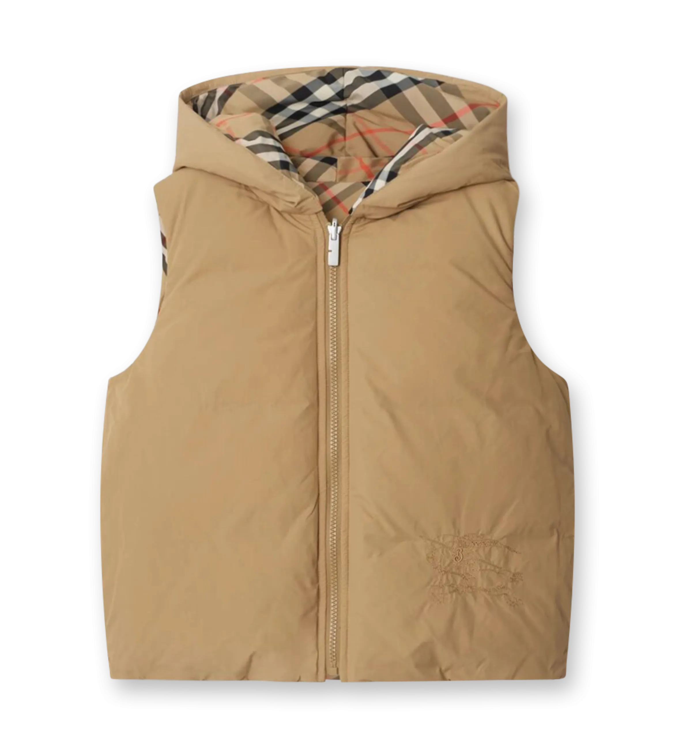 Baby Reversible Check Pattern Gilet Sand