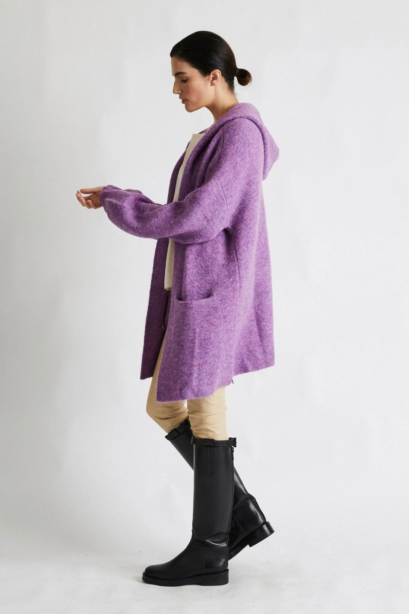   Beryll Cashmere Cropped Coat with Hood | Lilac