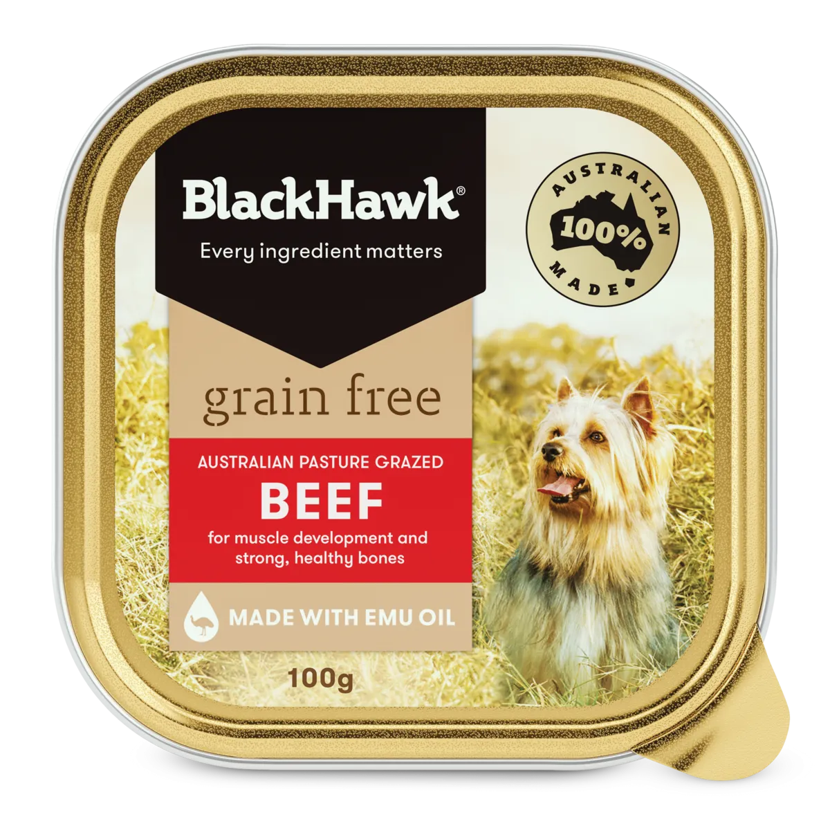 Black Hawk Grain Free Adult Beef Wet Dog Food 100g x 9