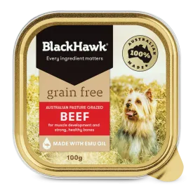 Black Hawk Grain Free Adult Beef Wet Dog Food 100g x 9