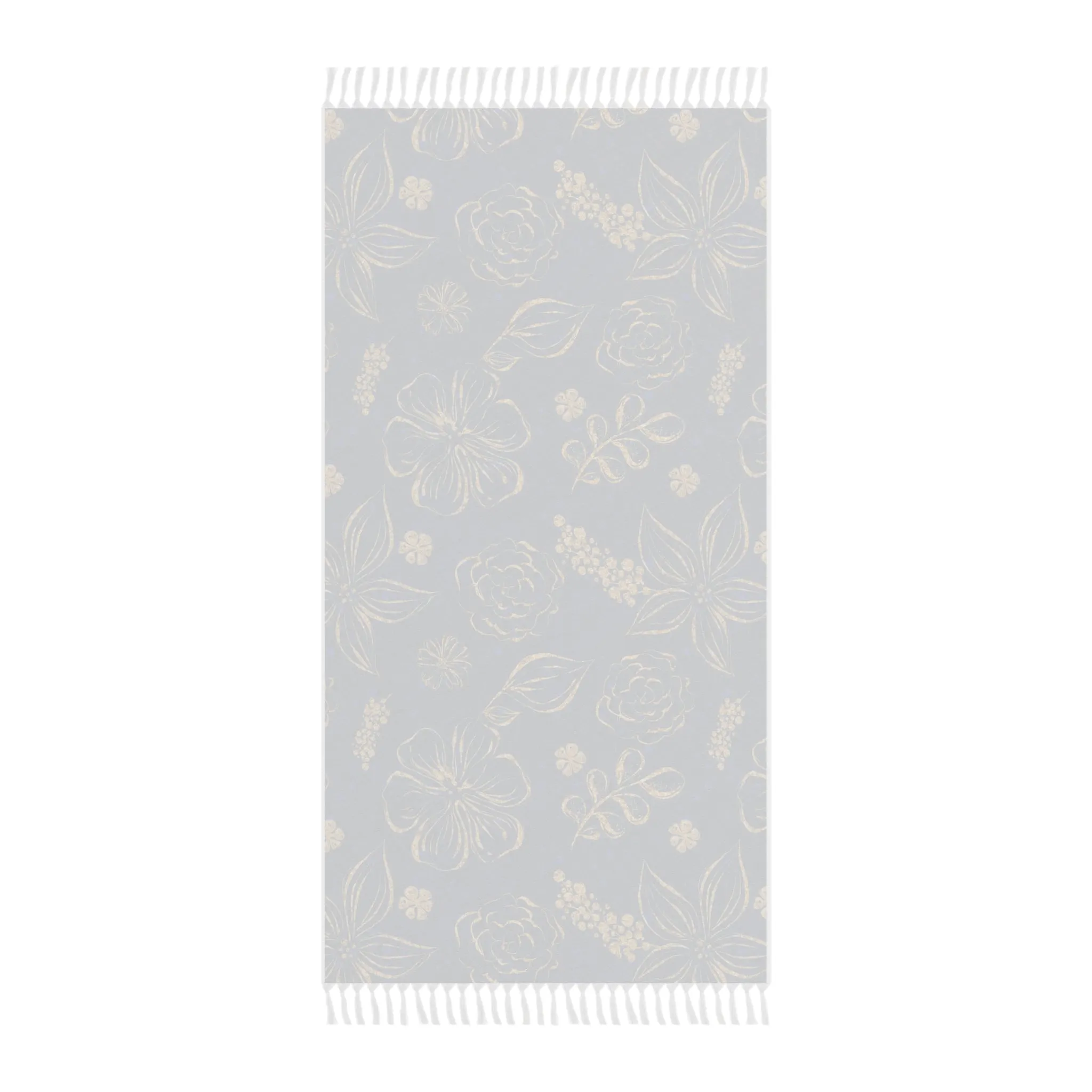 Boho Beach Towel, Blue and Gold Flowers