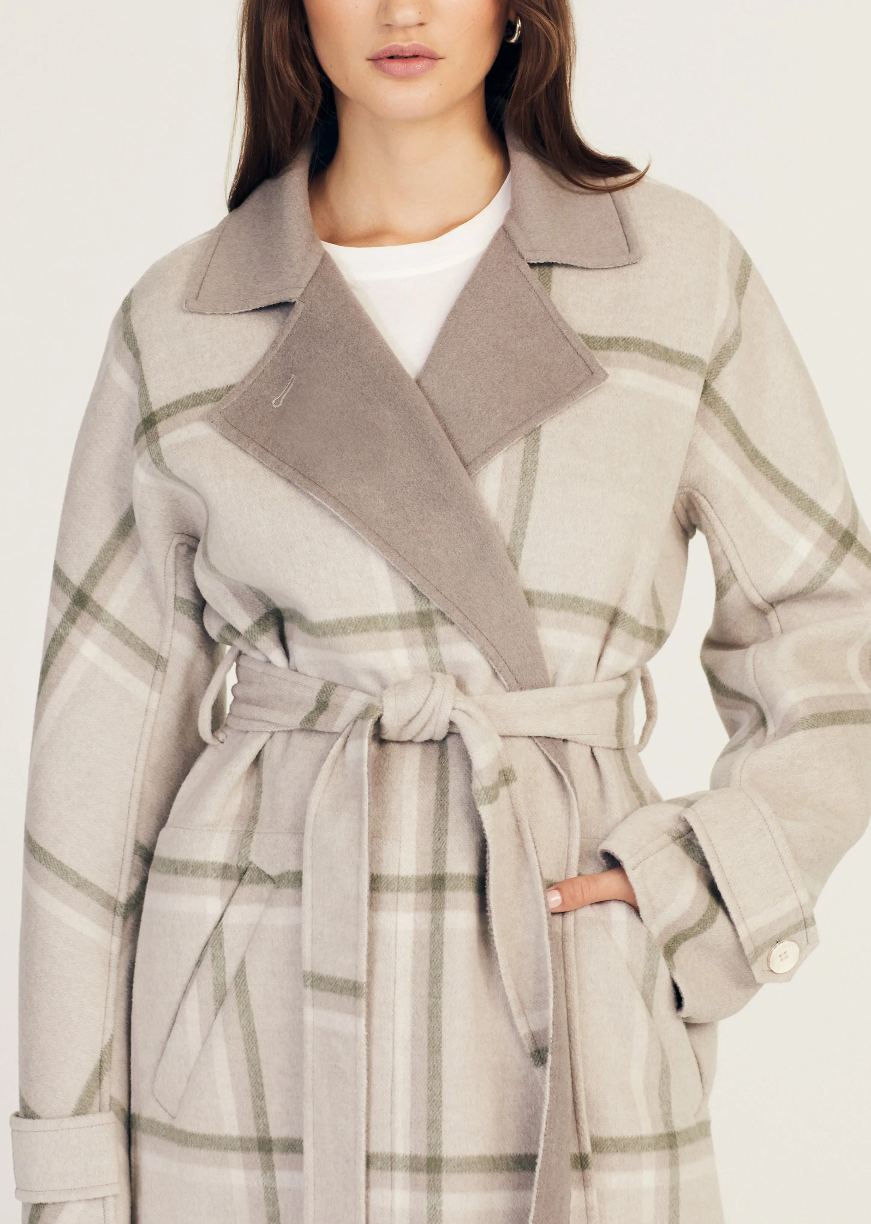 Derek Lam 10 Crosby - Leone Reversible Double Face Wool Coat in Grey/Sage