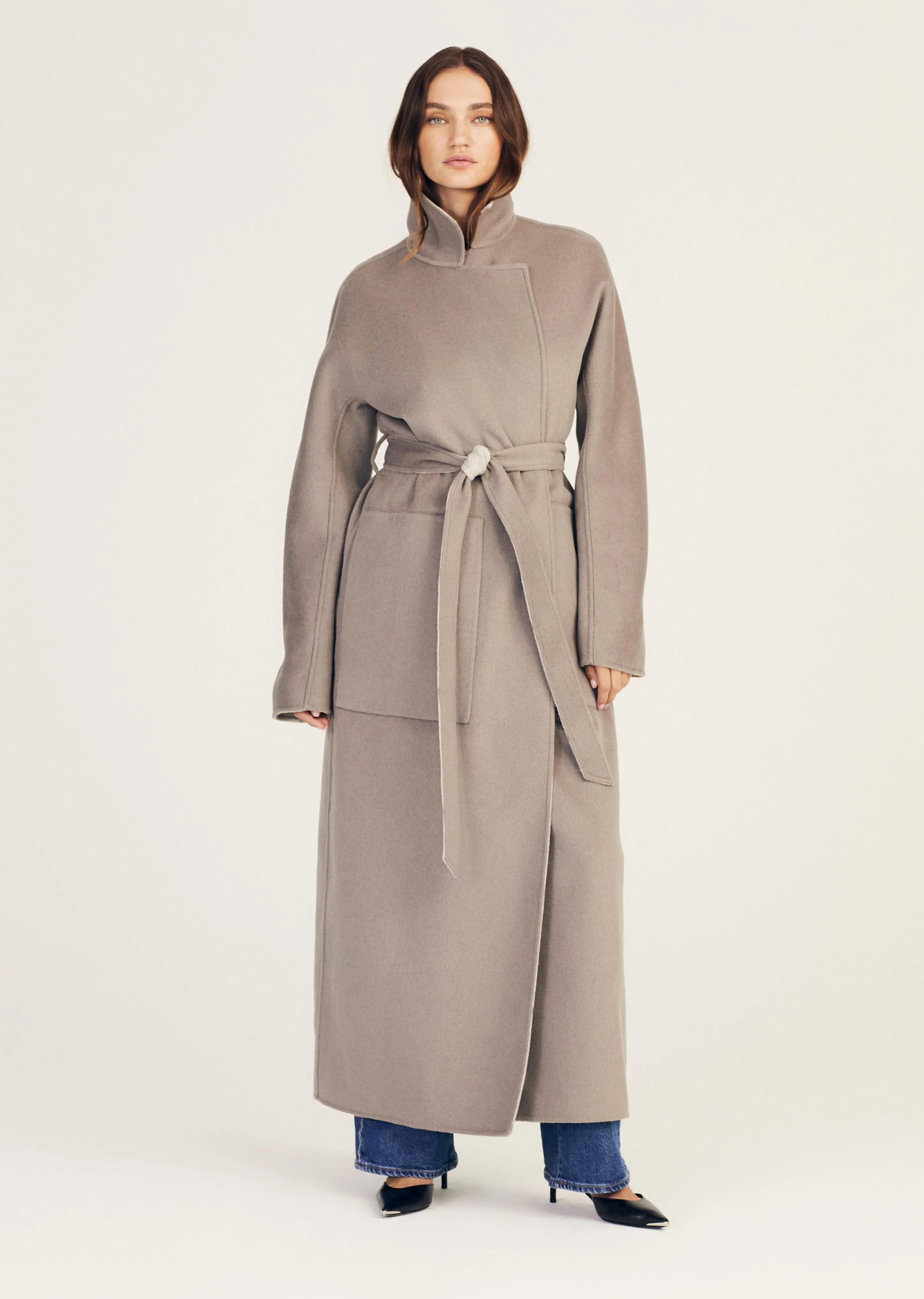 Derek Lam 10 Crosby - Leone Reversible Double Face Wool Coat in Grey/Sage