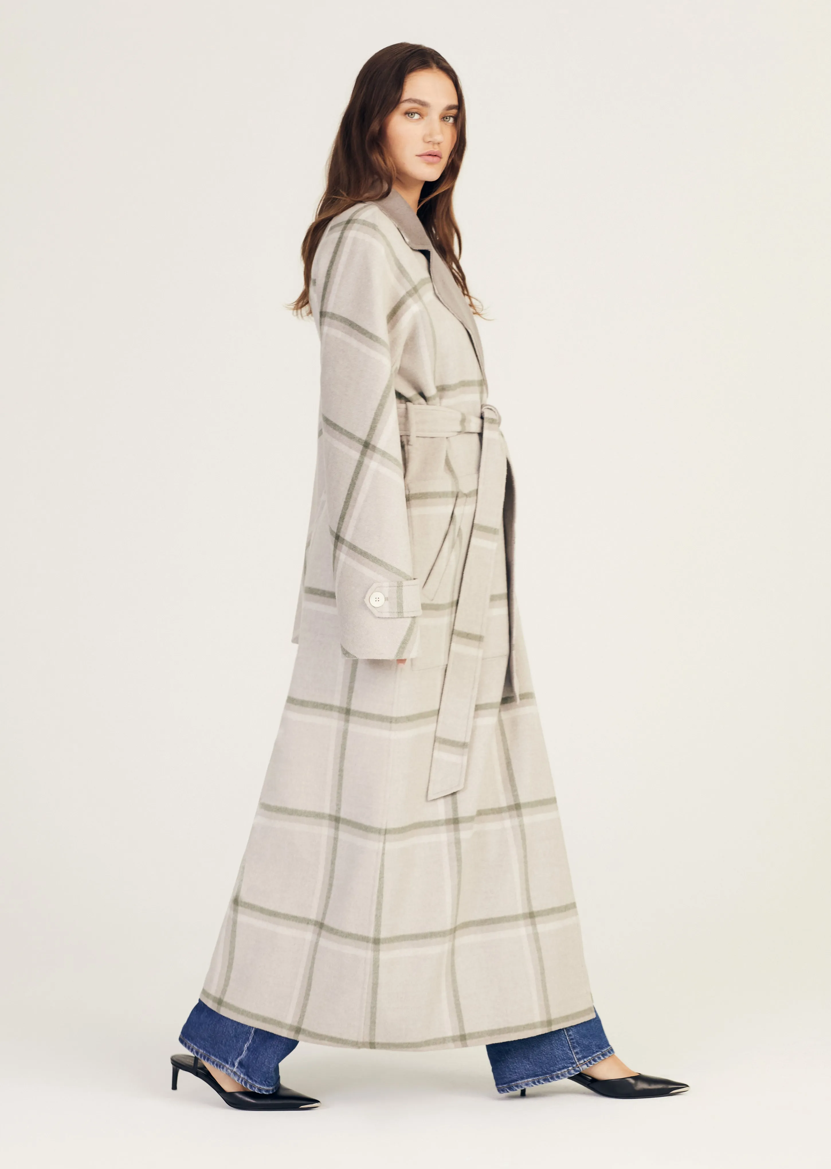 Derek Lam 10 Crosby - Leone Reversible Double Face Wool Coat in Grey/Sage