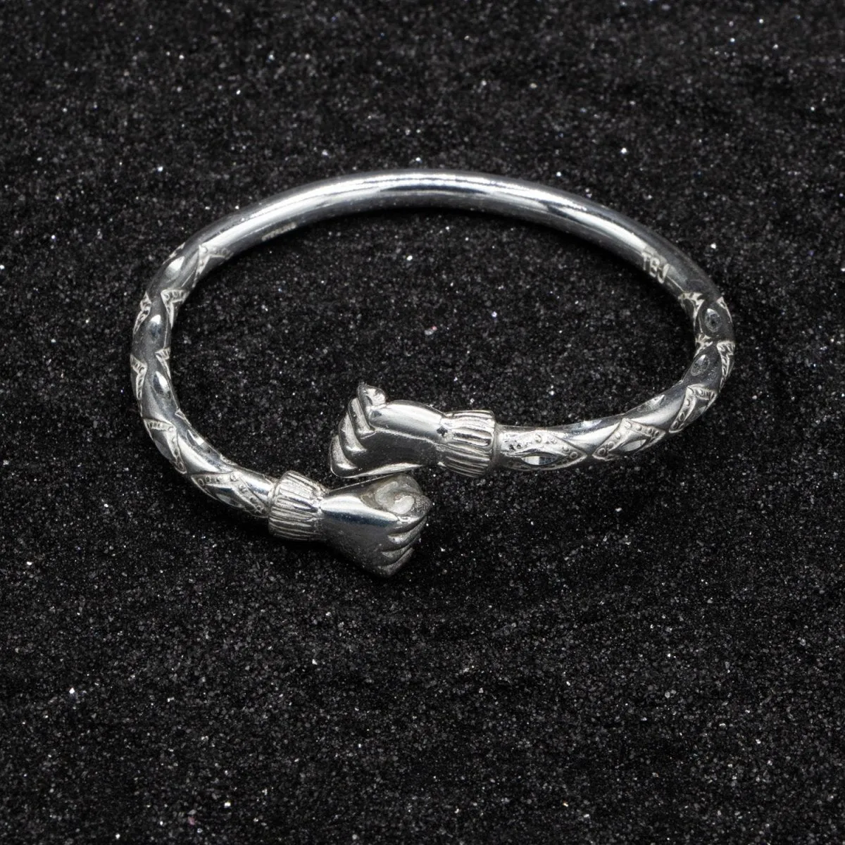 Extra Heavy Fist Bangle with Diamante Pattern