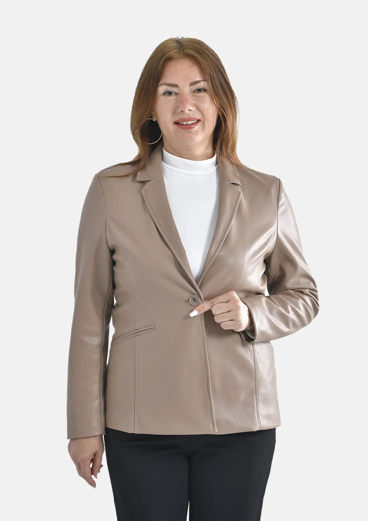 Faux Leather Blazer