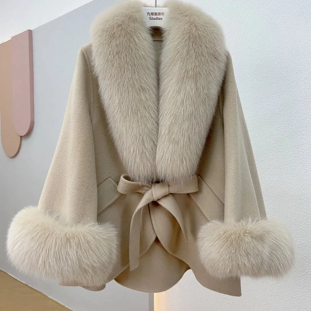 Fox Fur Cotton Cashmere Coat