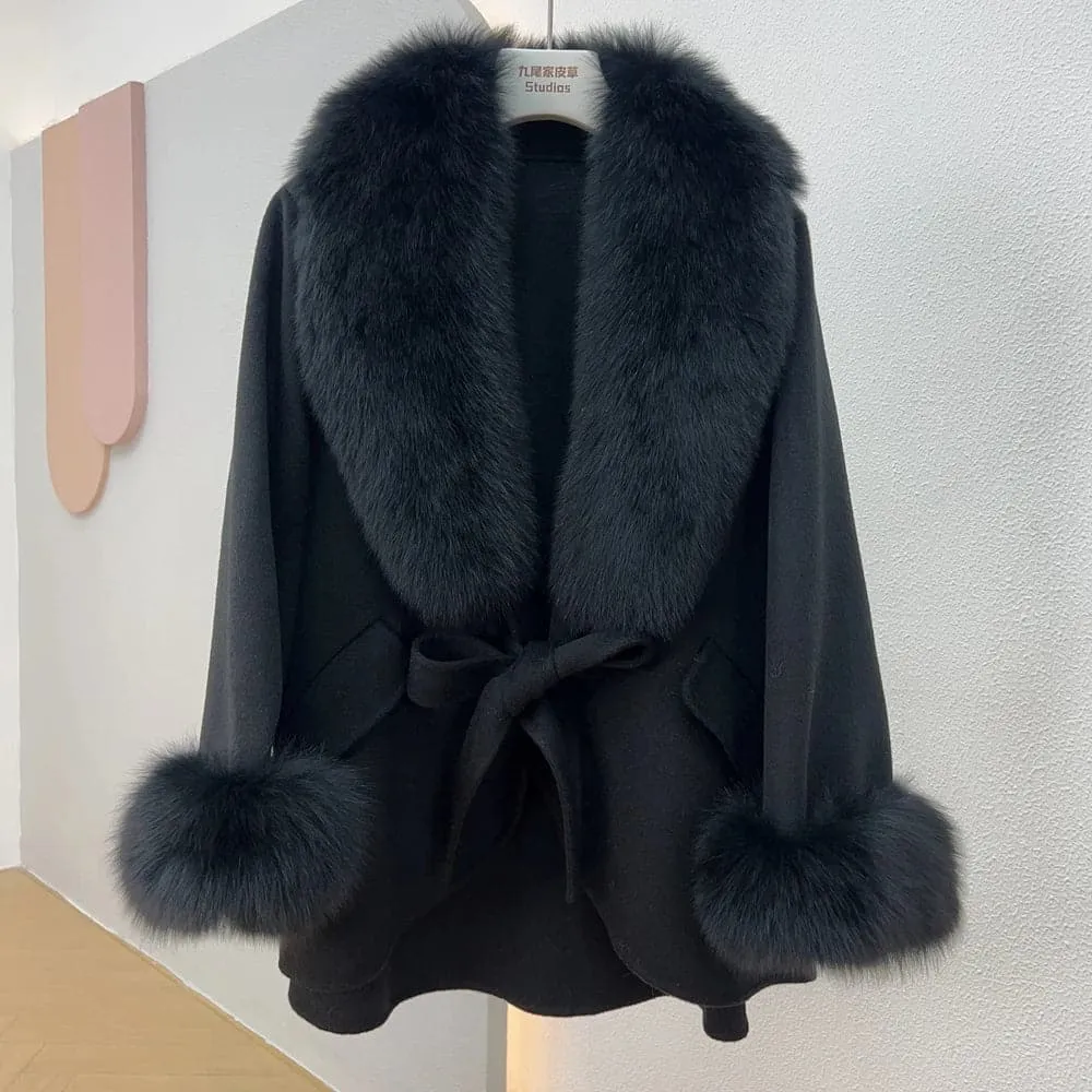 Fox Fur Cotton Cashmere Coat