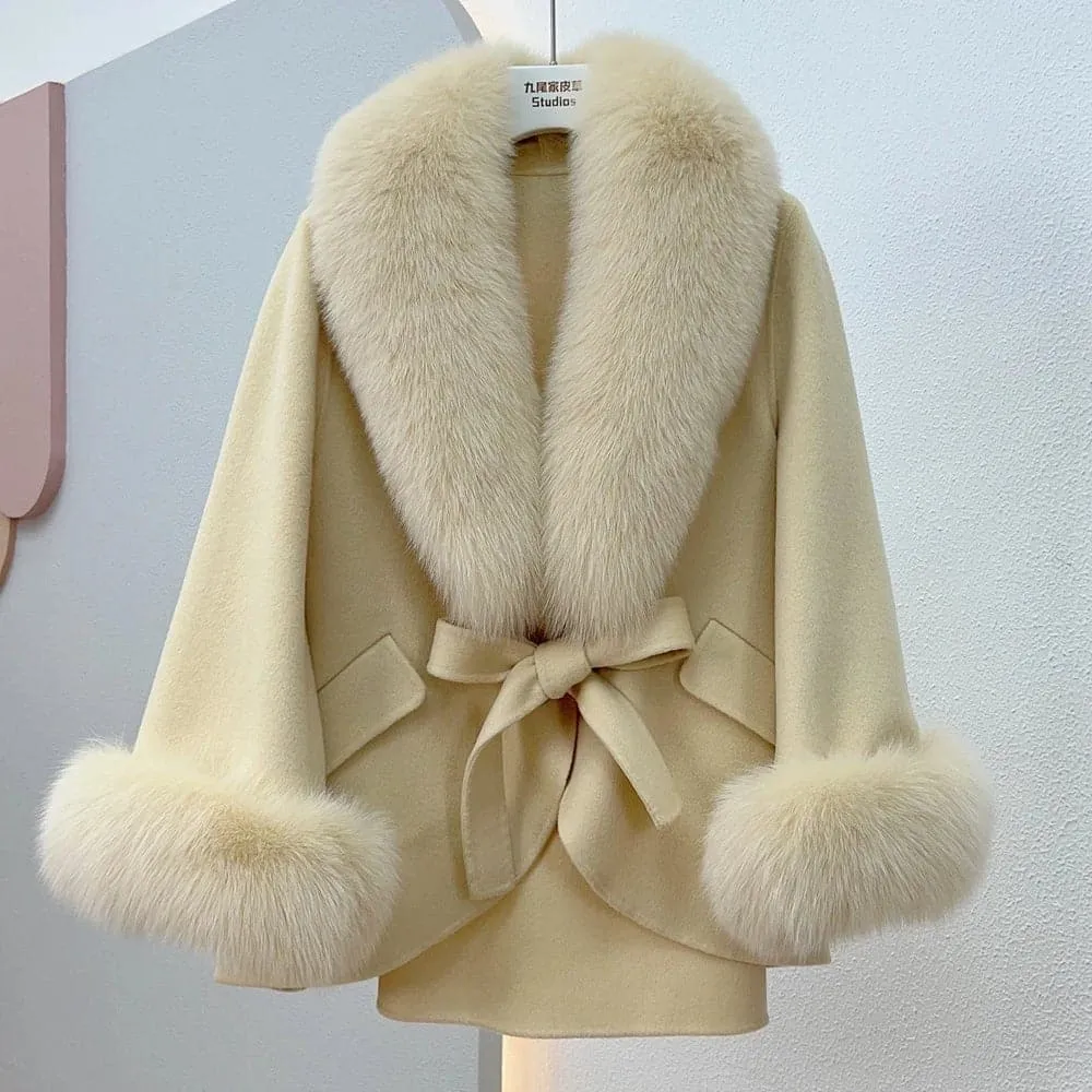 Fox Fur Cotton Cashmere Coat