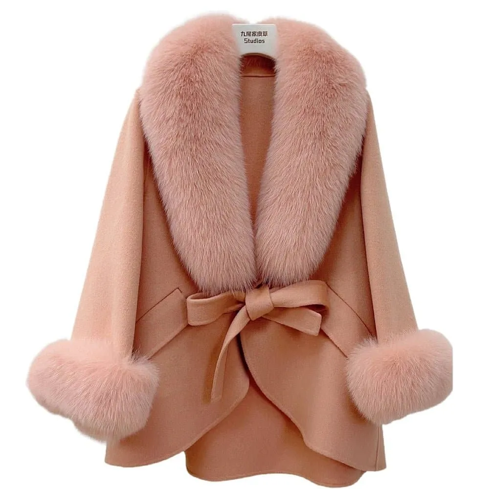 Fox Fur Cotton Cashmere Coat