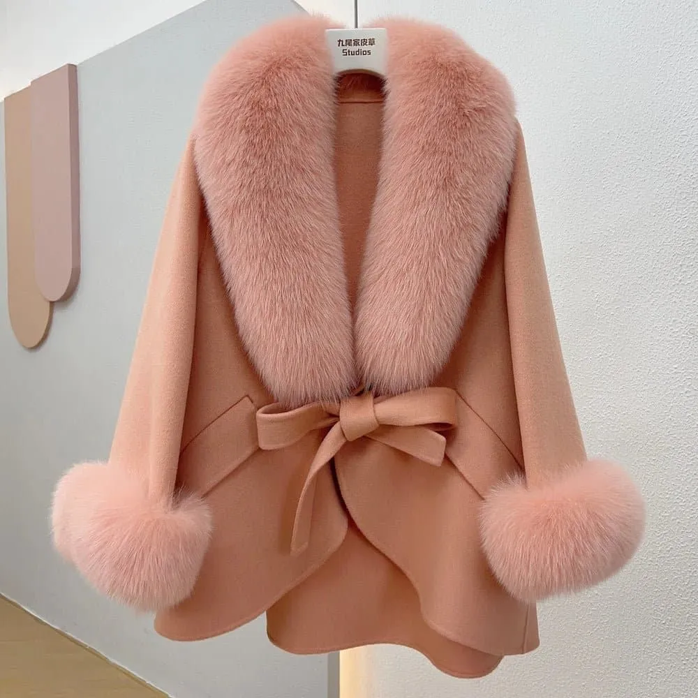 Fox Fur Cotton Cashmere Coat