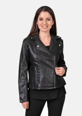 Front Zipper Faux Leather Biker Jacket