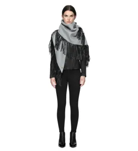 Mackage- Fida Scarf   Leather Fringe Light Grey