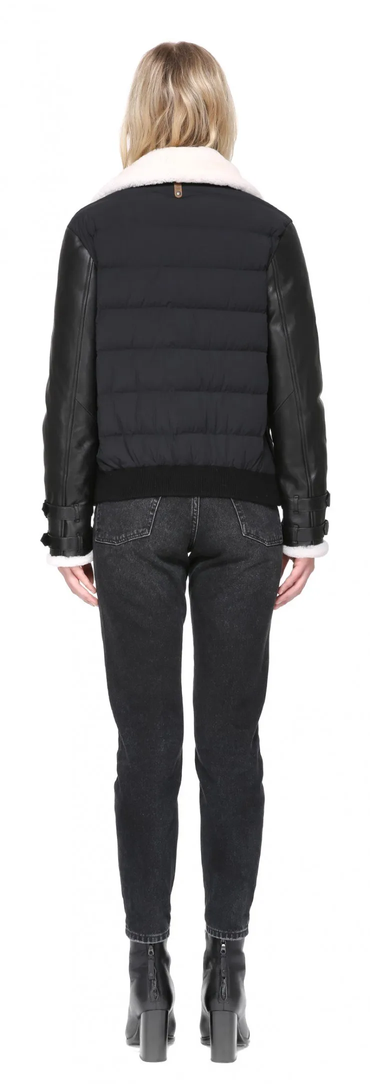 Mackage -  JOVIE RELAXED LIGHTWEIGHT DOWN WITH SHEEPSKIN IN BLACK