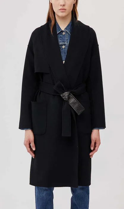 Mackage - Thalia Wool Robe Coat in Black