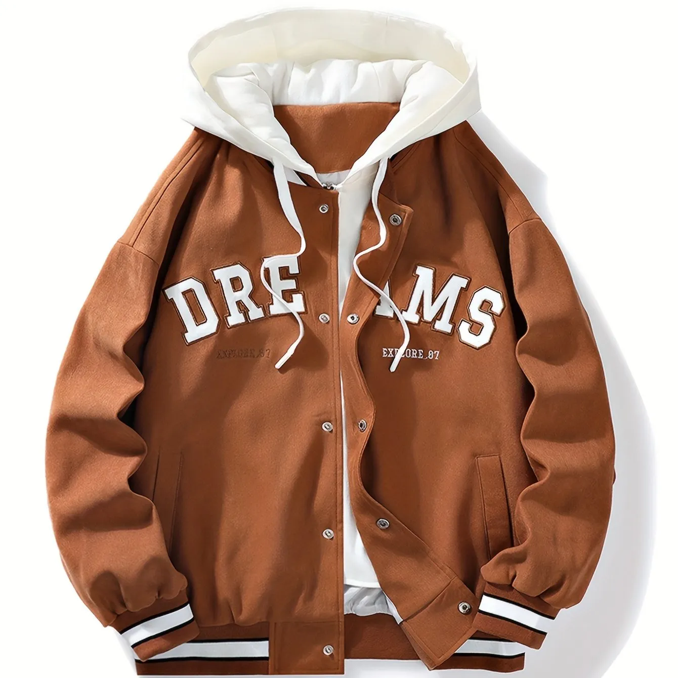 Mens Hooded Varsity Jacket Street Style for School