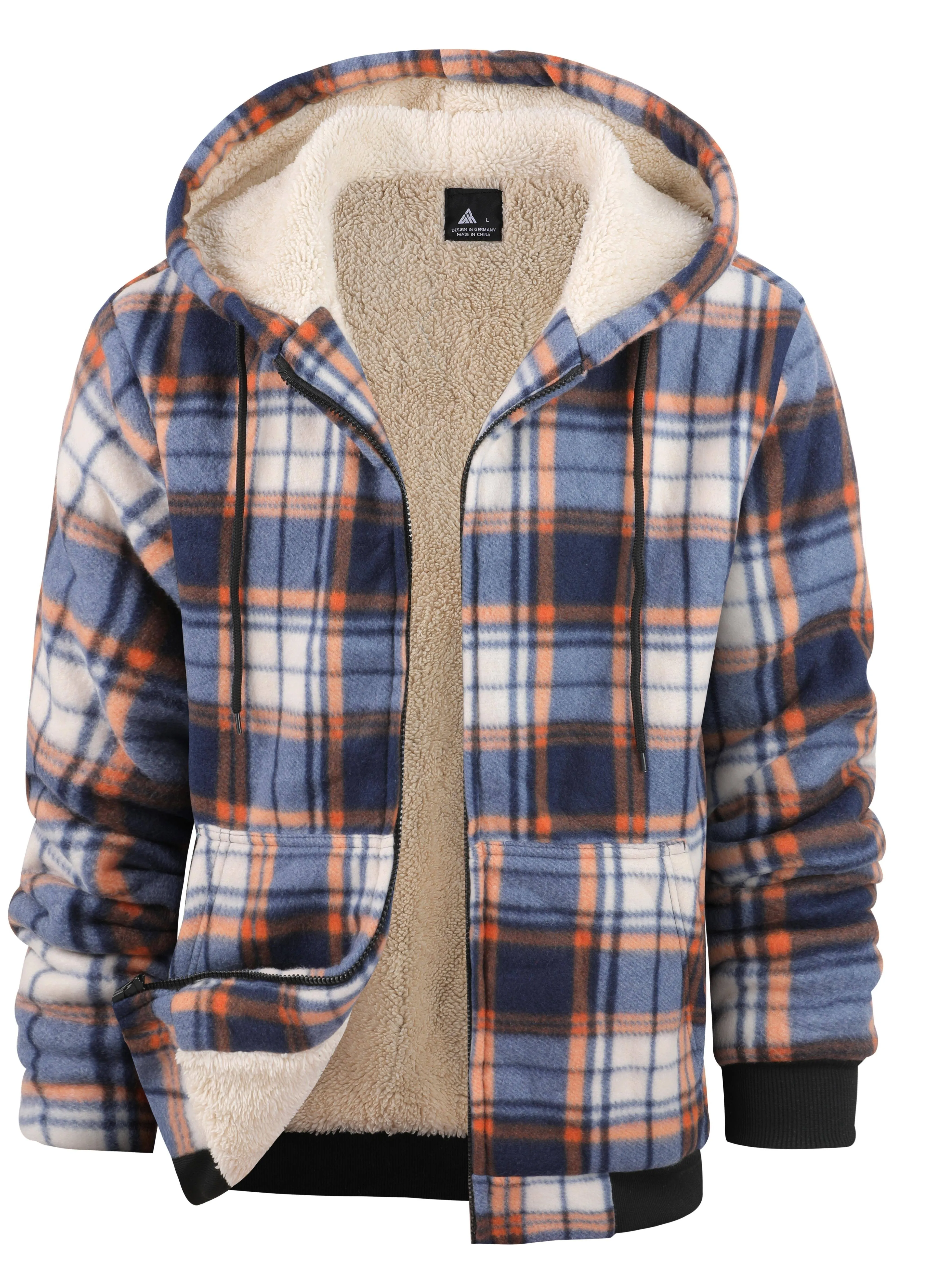 Mens SherpaLined Plaid Fleece Jacket Warm Casual and Stylish