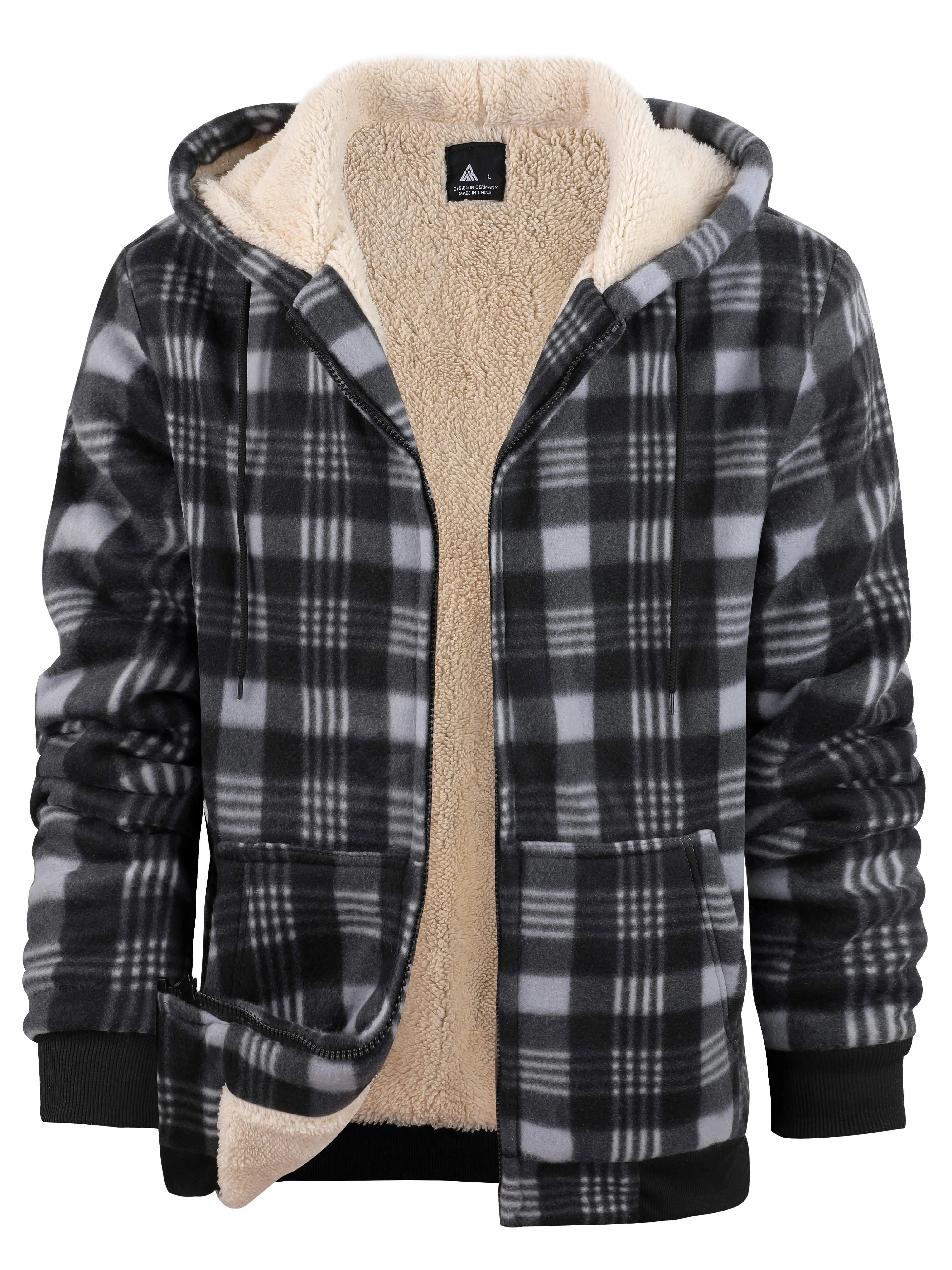 Mens SherpaLined Plaid Fleece Jacket Warm Casual and Stylish