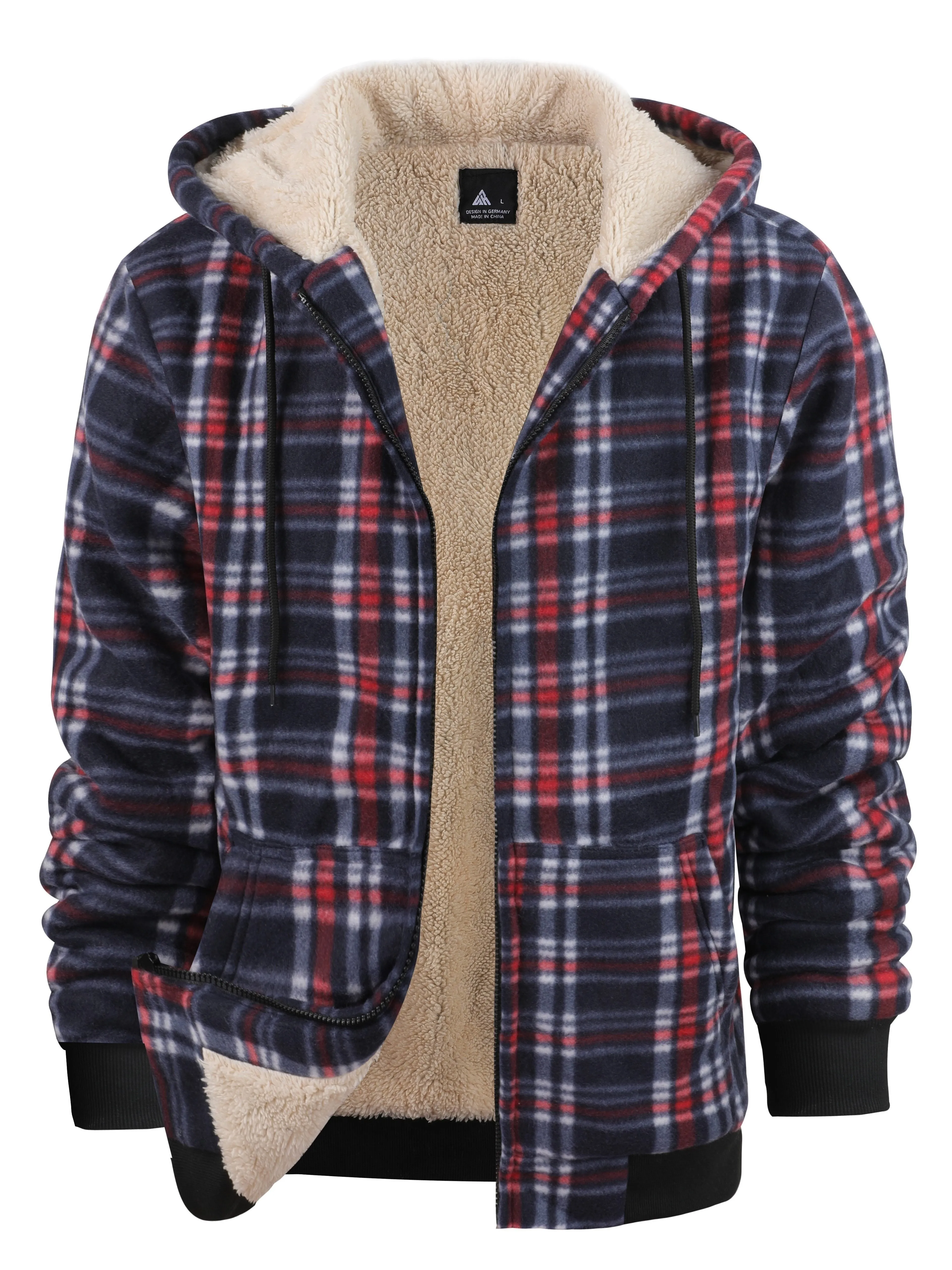 Mens SherpaLined Plaid Fleece Jacket Warm Casual and Stylish