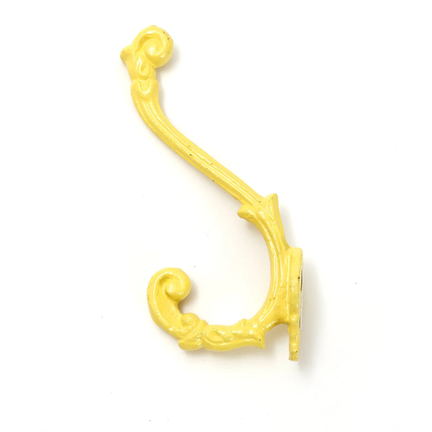 Painted Double Prong Coat Hook / Yellow