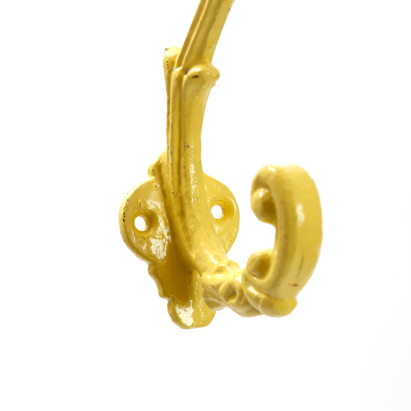 Painted Double Prong Coat Hook / Yellow