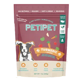 Petipet Turmeric Bites   Curcumin Apple & Carrot Flavored Soft Chew Anti-Inflammatory Supplement for Dogs, 7-oz bag