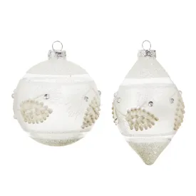 Raz 2023 Dashing Through The Snow 4" White Textured Pinecone Ornament, Asst of 2