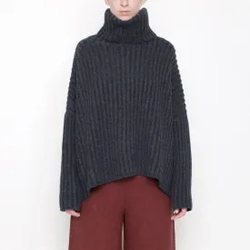 Szeki Charcoal Ribbed Turtleneck Sweater