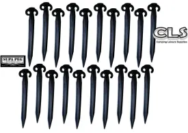 Tent Pegs 20 x 490mm Black Heavy Duty Sand Soft Soil Camping Pegs