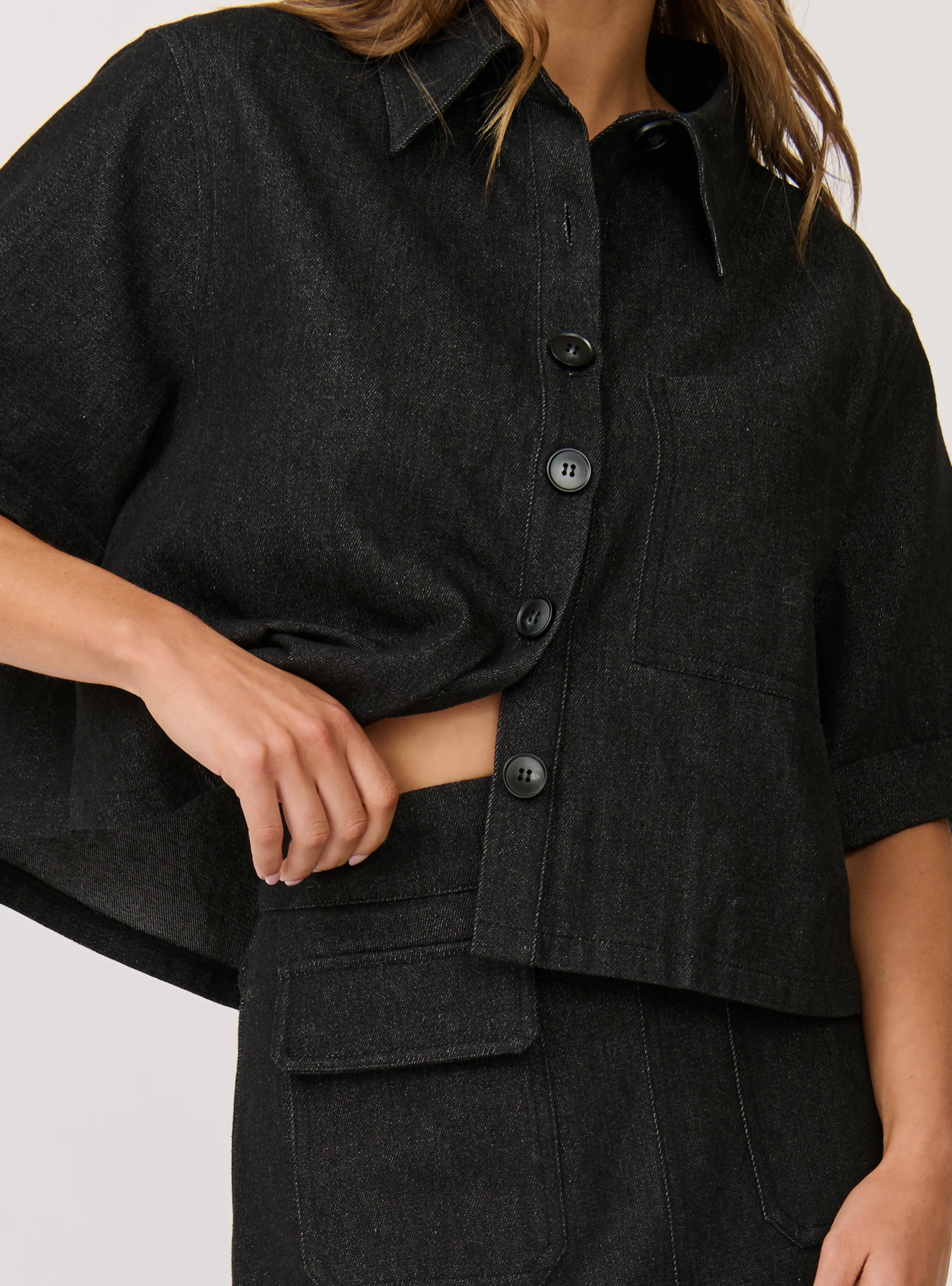 TESSA SHIRT - Black Denim