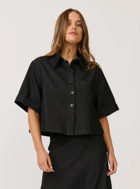 TESSA SHIRT - Black Denim