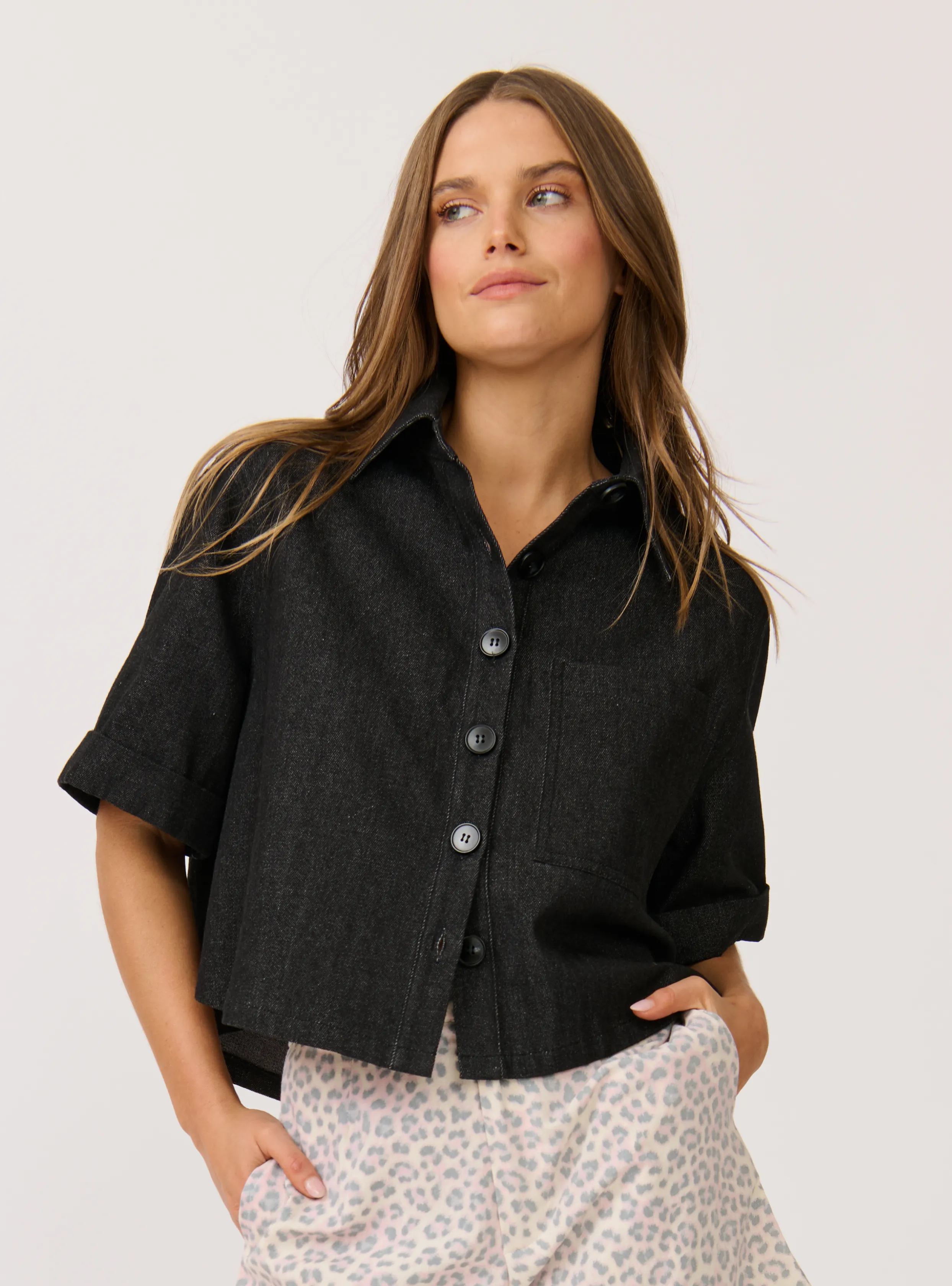 TESSA SHIRT - Black Denim