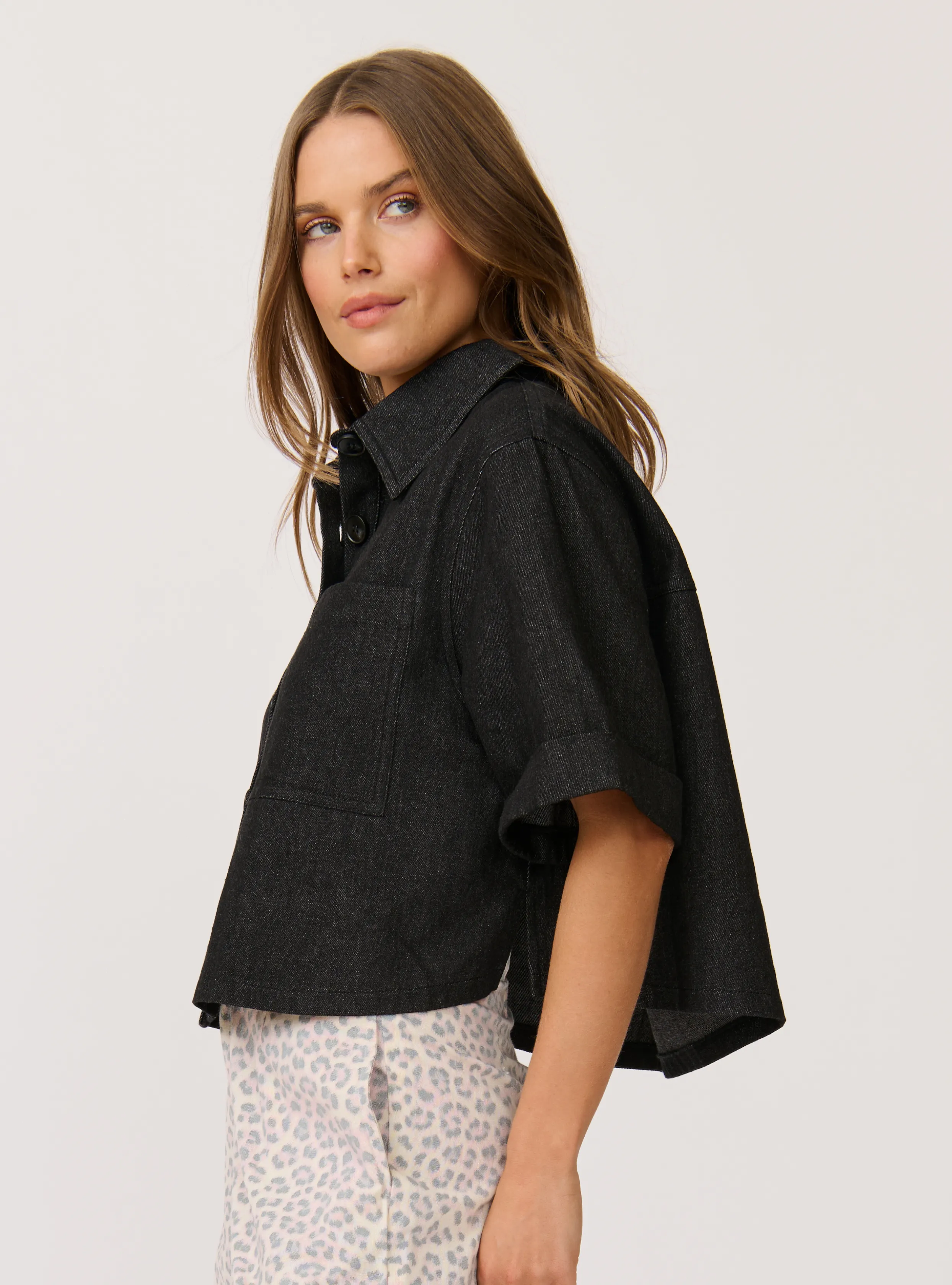 TESSA SHIRT - Black Denim