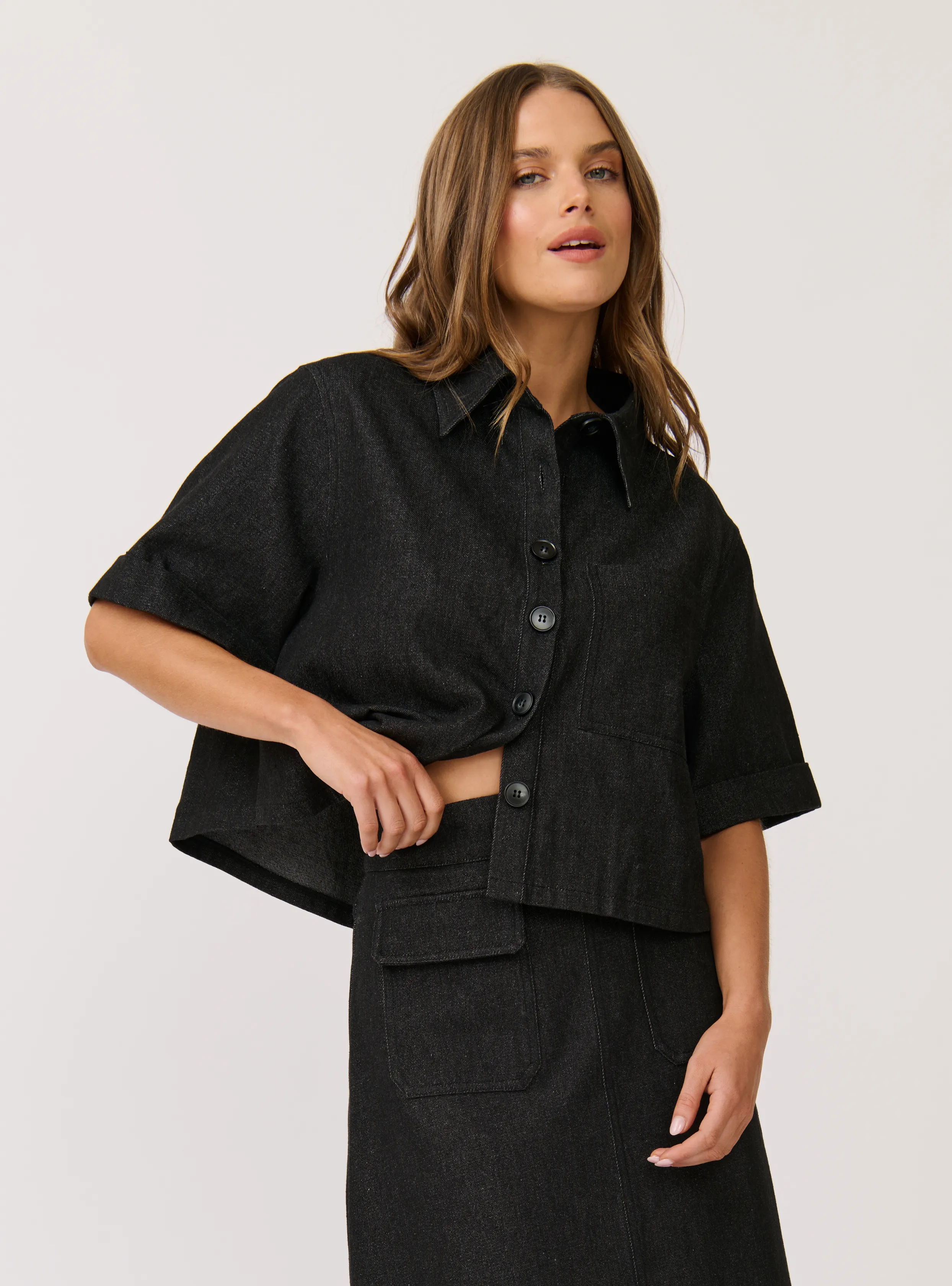 TESSA SHIRT - Black Denim