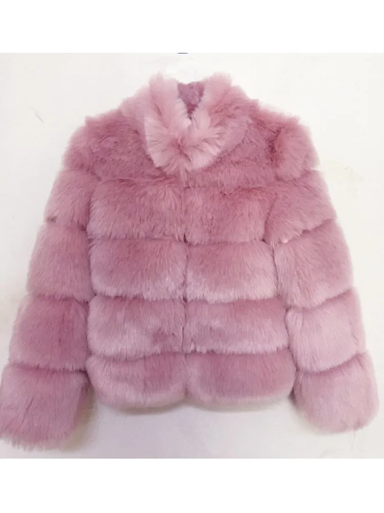 Trendy Faux Fur With Collar Winter Coat