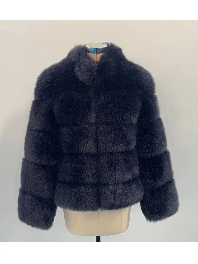 Trendy Faux Fur With Collar Winter Coat