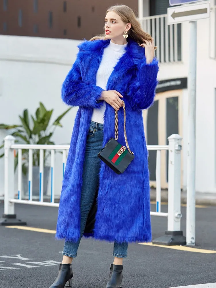 Trendy Long Faux Fur Coat