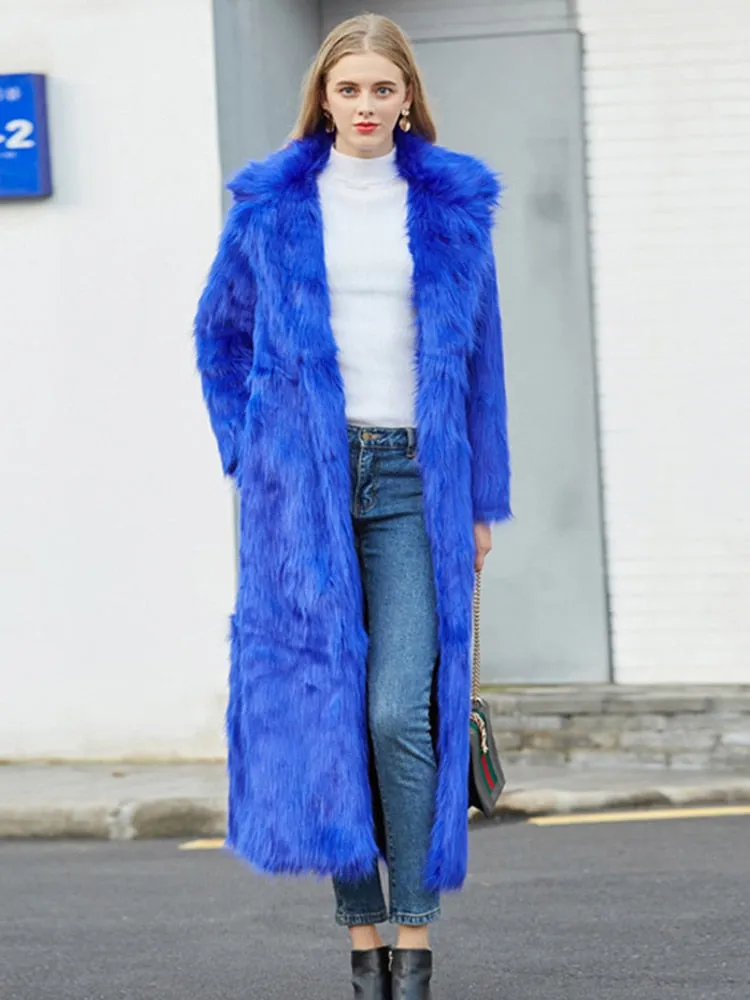 Trendy Long Faux Fur Coat