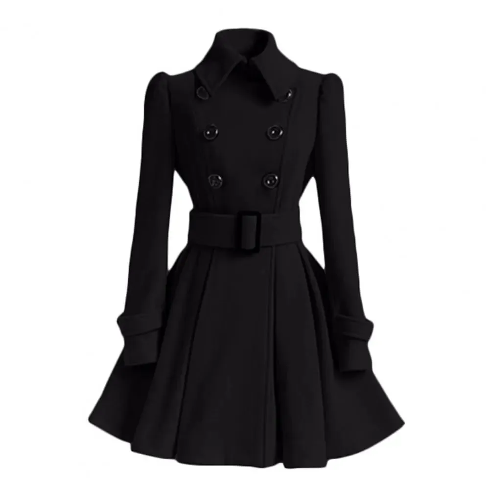 Trendy Solid Color Double-breasted Trench Coat