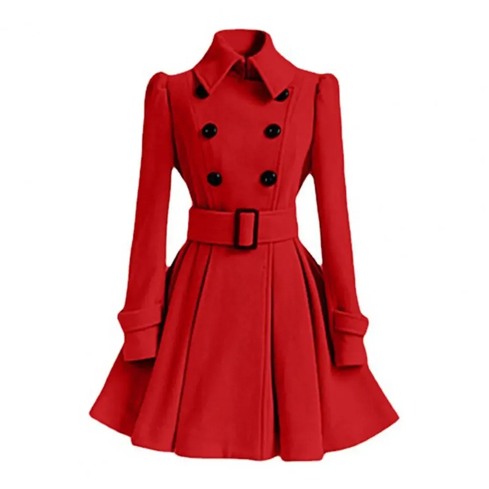 Trendy Solid Color Double-breasted Trench Coat